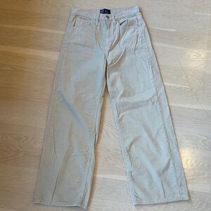 GAP Beige Corduroy High-Waisted Wide Leg Pants